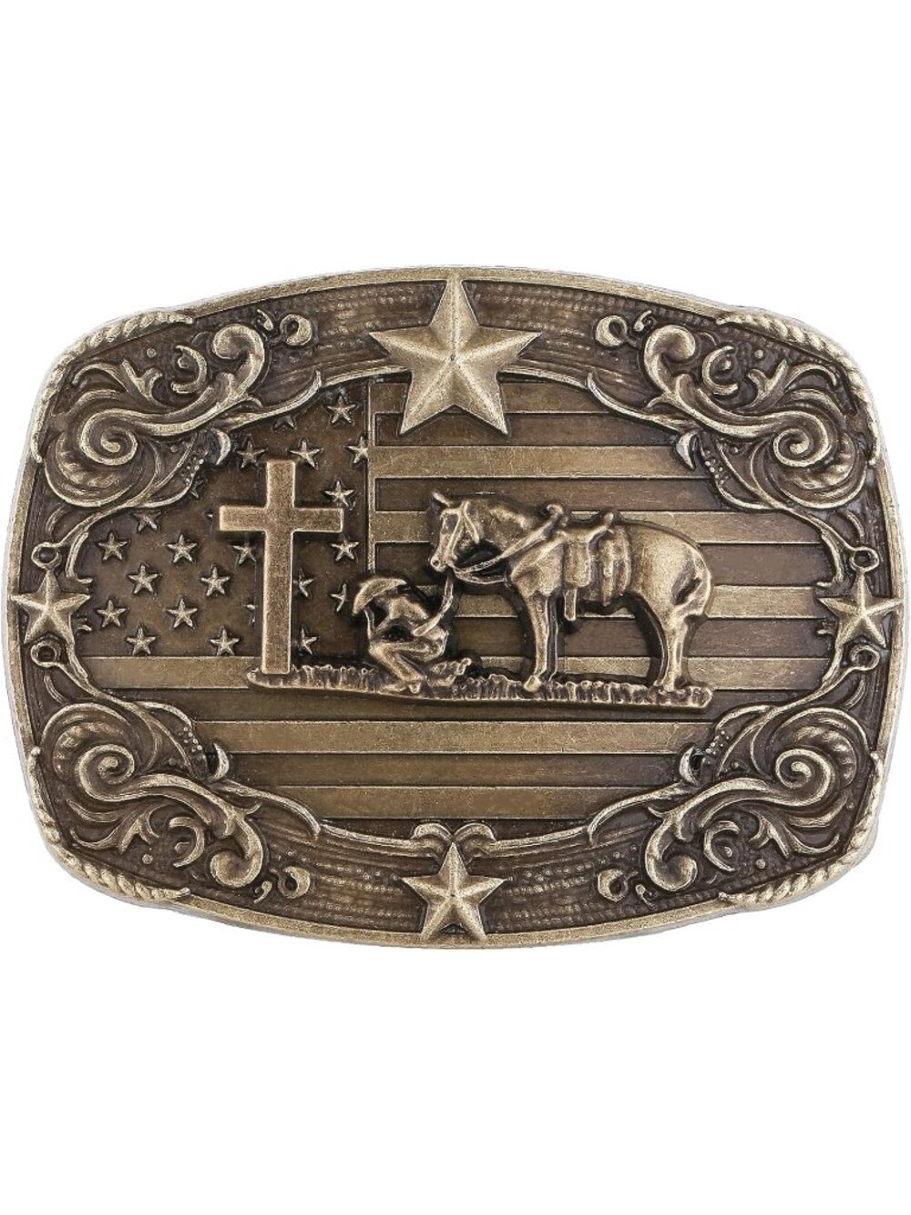 Unisex Cross Prayer Vintage Poker Cowboy Texas Rodeo Belt Buckle